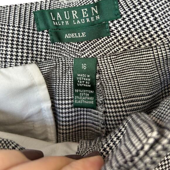 Lauren Ralph Lauren Adelle Black + White Houndstooth Thick Slacks Size 16 - Picture 4 of 5